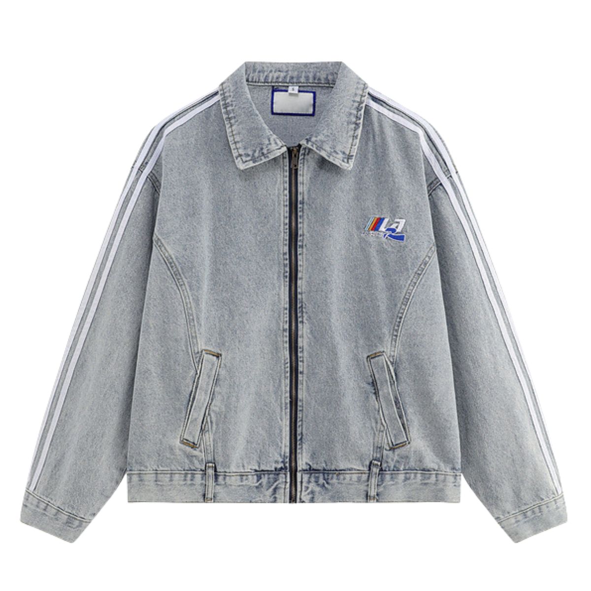 Unisex Loose Retro Workwear Washed Denim Jacket