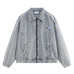 Unisex Loose Retro Workwear Washed Denim Jacket