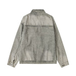 Silver Metal Flower Studs Denim Jacket