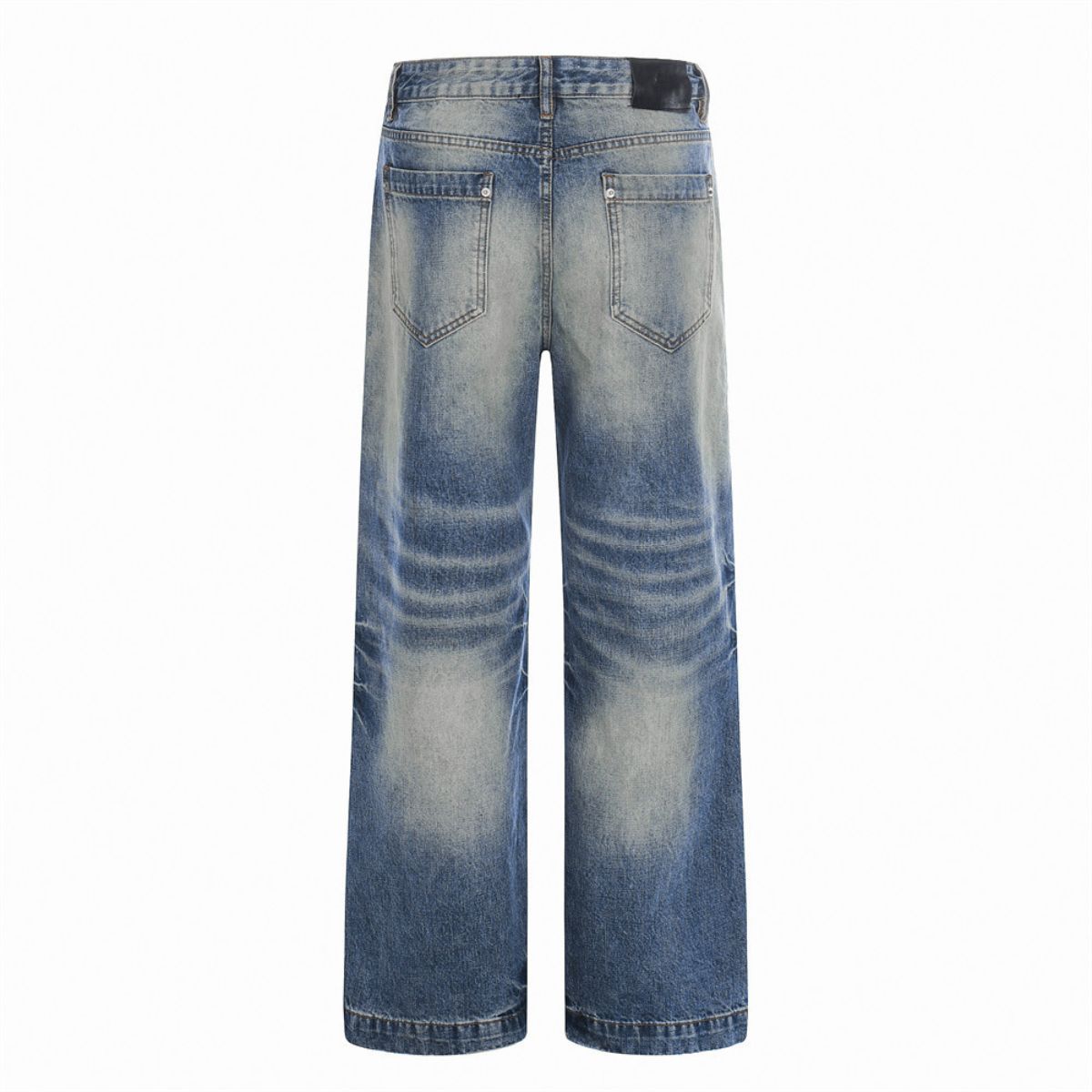Men's Punk Washed Loose Straight Denim Pants Vintage Casual