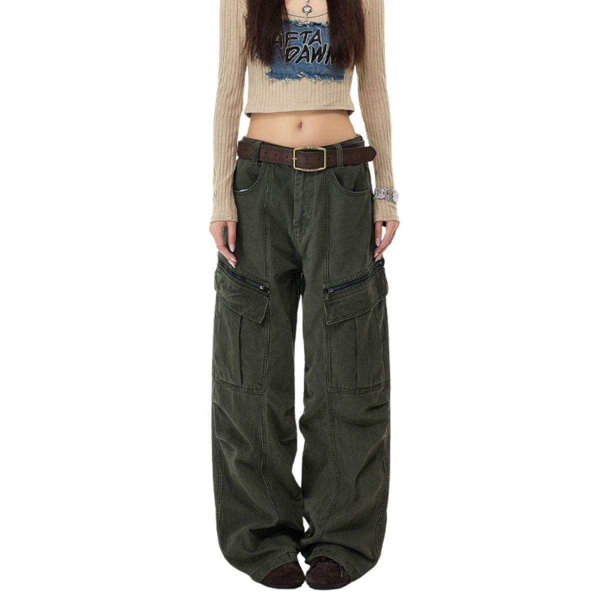 Zip Utility Wide Leg Cargo Pants