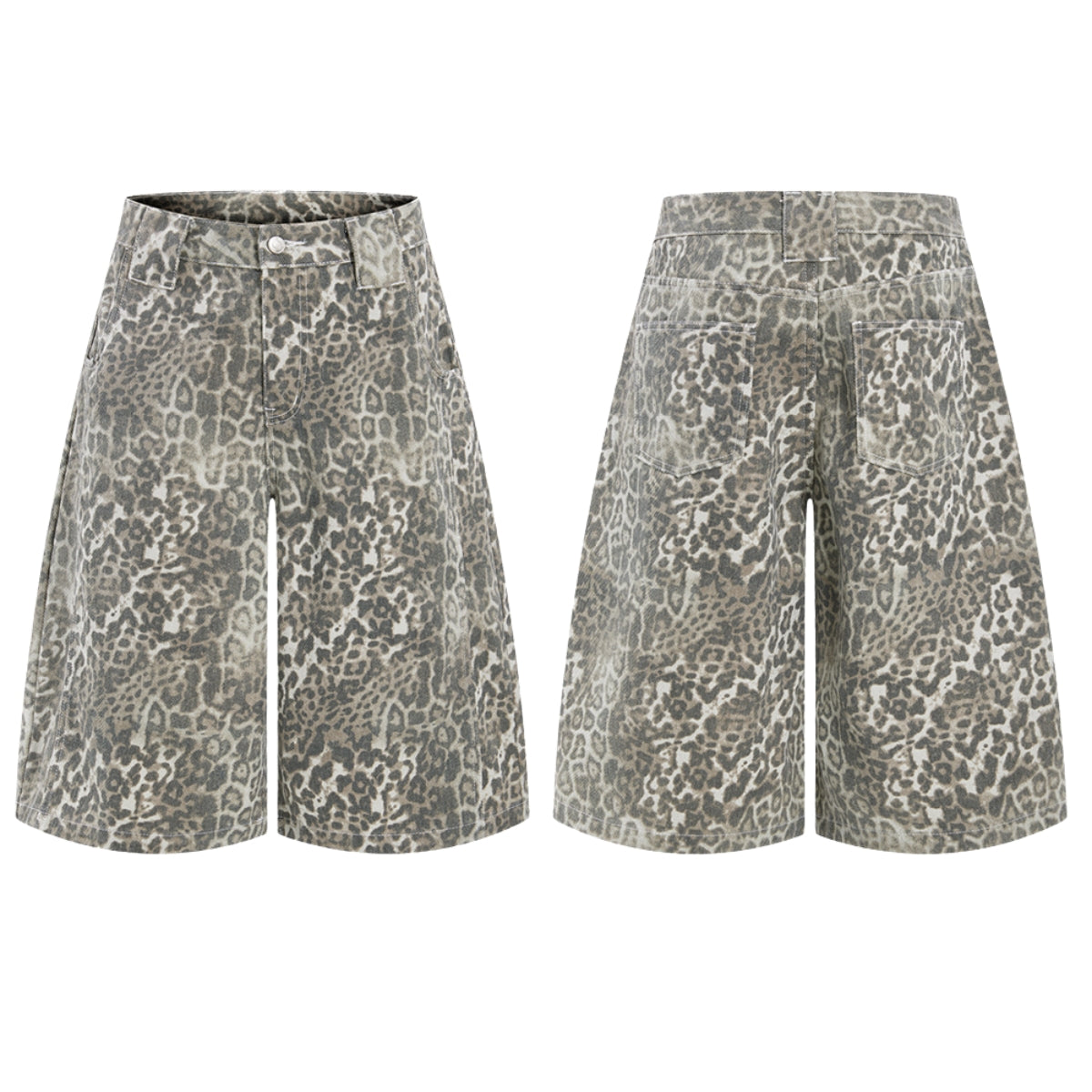 Retro Leopard Baggy Bermuda Shorts