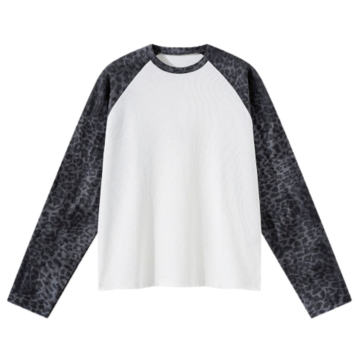 Unisex Leopard Print Raglan Stack Sleeve Crop T-Shirt