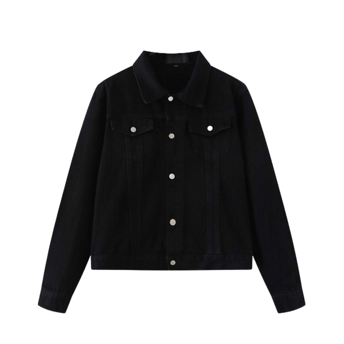 Unisex Commuter Workwear Style Single-breasted Lapel Straight Denim Jacket