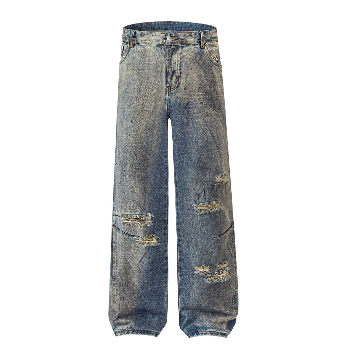 Vintage Distressed Ripped Relaxed-Straight Jeans
