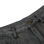 Men's Washed Distressed Denim Pants Wide Leg Patchwork Raw Edge Unique
