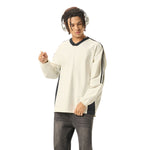 Contrast Stripes Two-Tone V-Neck Sweatshirt