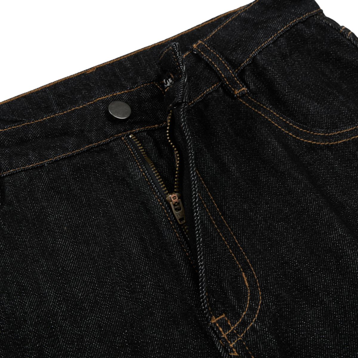 Raw Black Deconstructed Curved Wide‑Leg Jeans