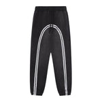 Color‑Contrast Webbing Fleece‑Lined Loose Jogger Pants