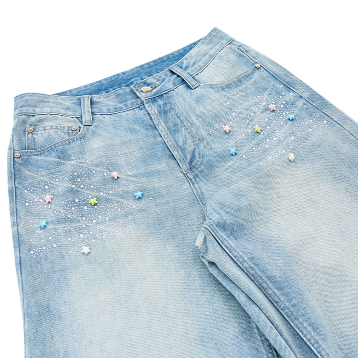 Vintage Star Embellished Wide Leg Jeans