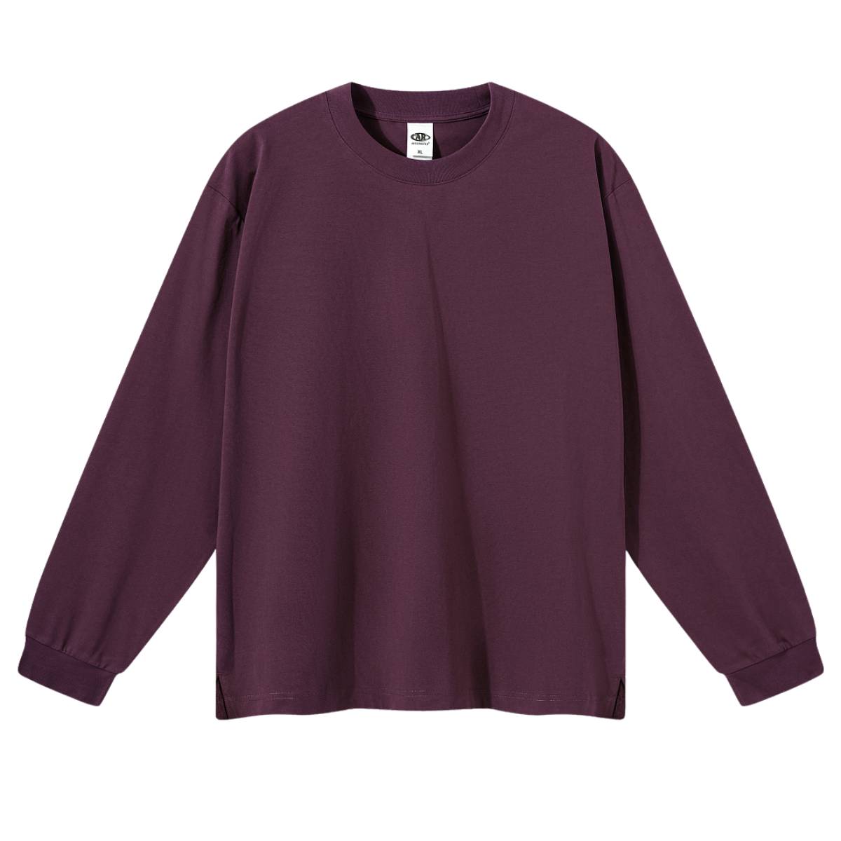 Solid Loose Fit Side Split Hem Long Sleeve T-Shirt