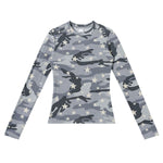 Star Camo Cropped Slim Fit Long Sleeve Layering Base Top