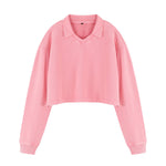 Heavyweight Snow Wash Collared Cropped Long Sleeve Sweatshirt