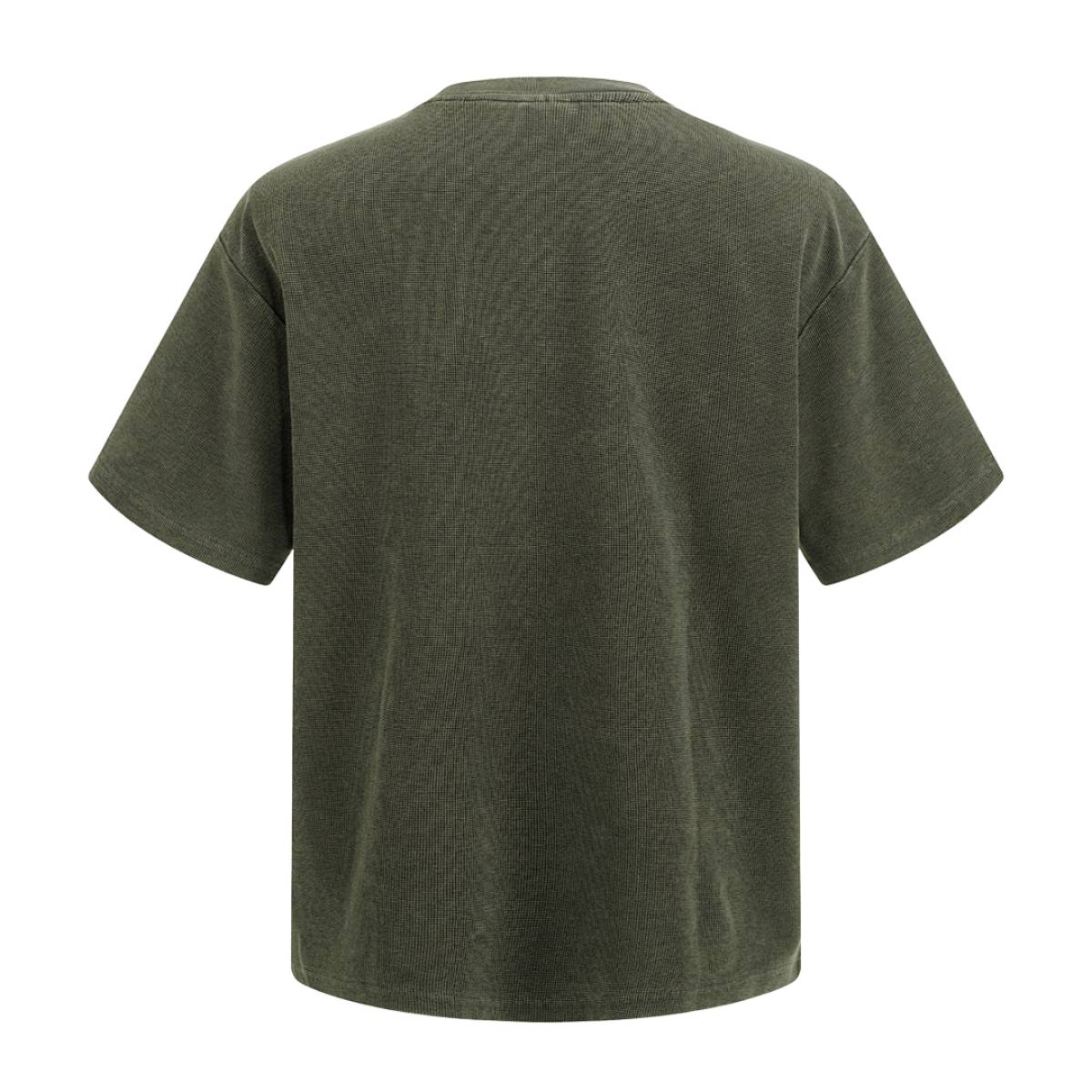 Casual Waffle Fabric Button Neck T-Shirt