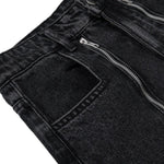 Men's American Street Washed Denim Pants Distressed Loose Flare Zipper