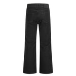 Men's Raw Denim Flare Straight Pants Clean Fit Minimal Street