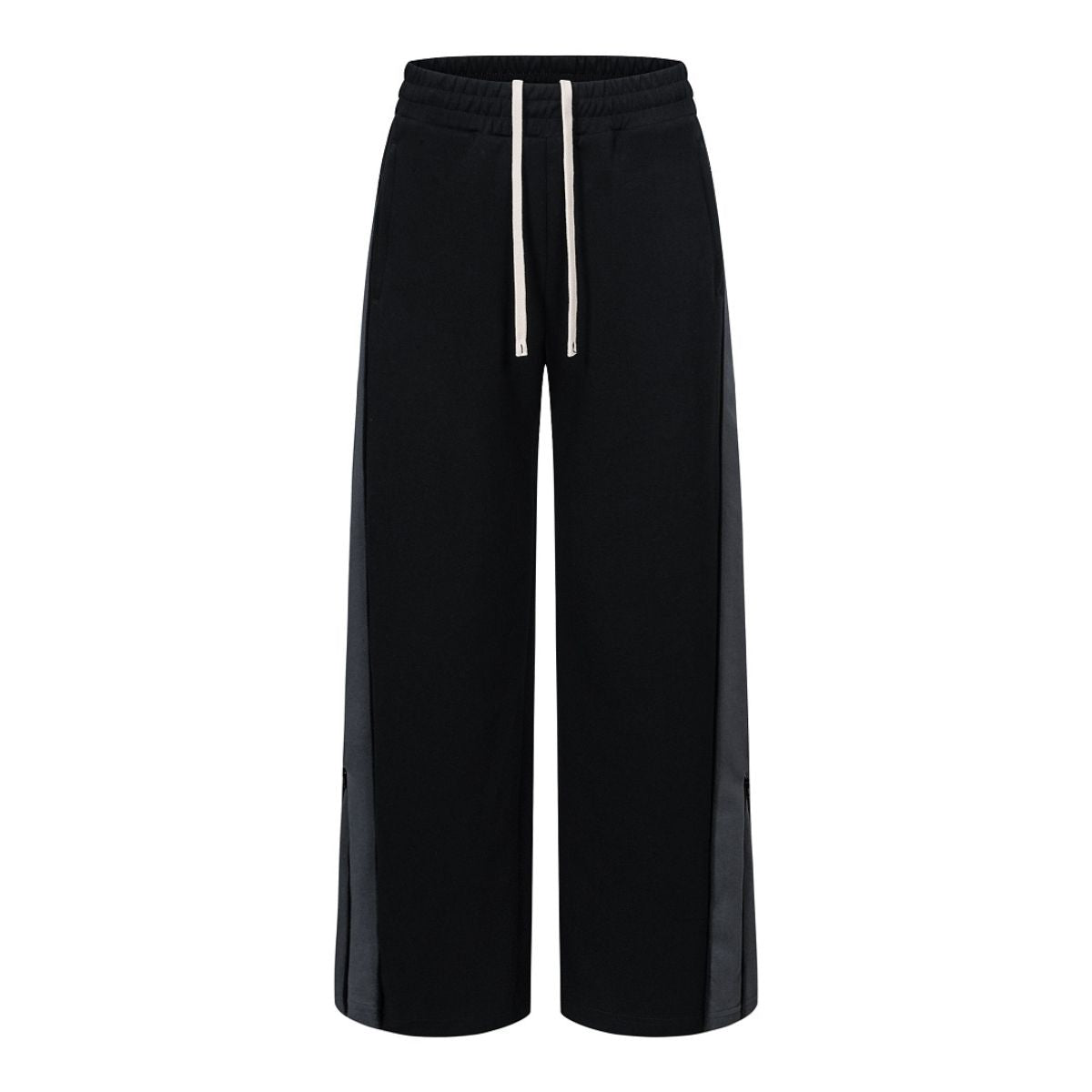 Contrast Side Spliced Zipper Draping Wide‑Leg Athletic Pants