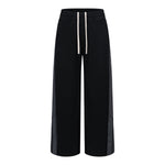 Contrast Side Spliced Zipper Draping Wide‑Leg Athletic Pants