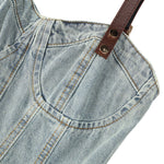 Falda vaquera con bordado de perlas y lavado vintage