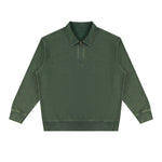 Heavyweight Washed Stand Collar Zip Polo Sweatshirt