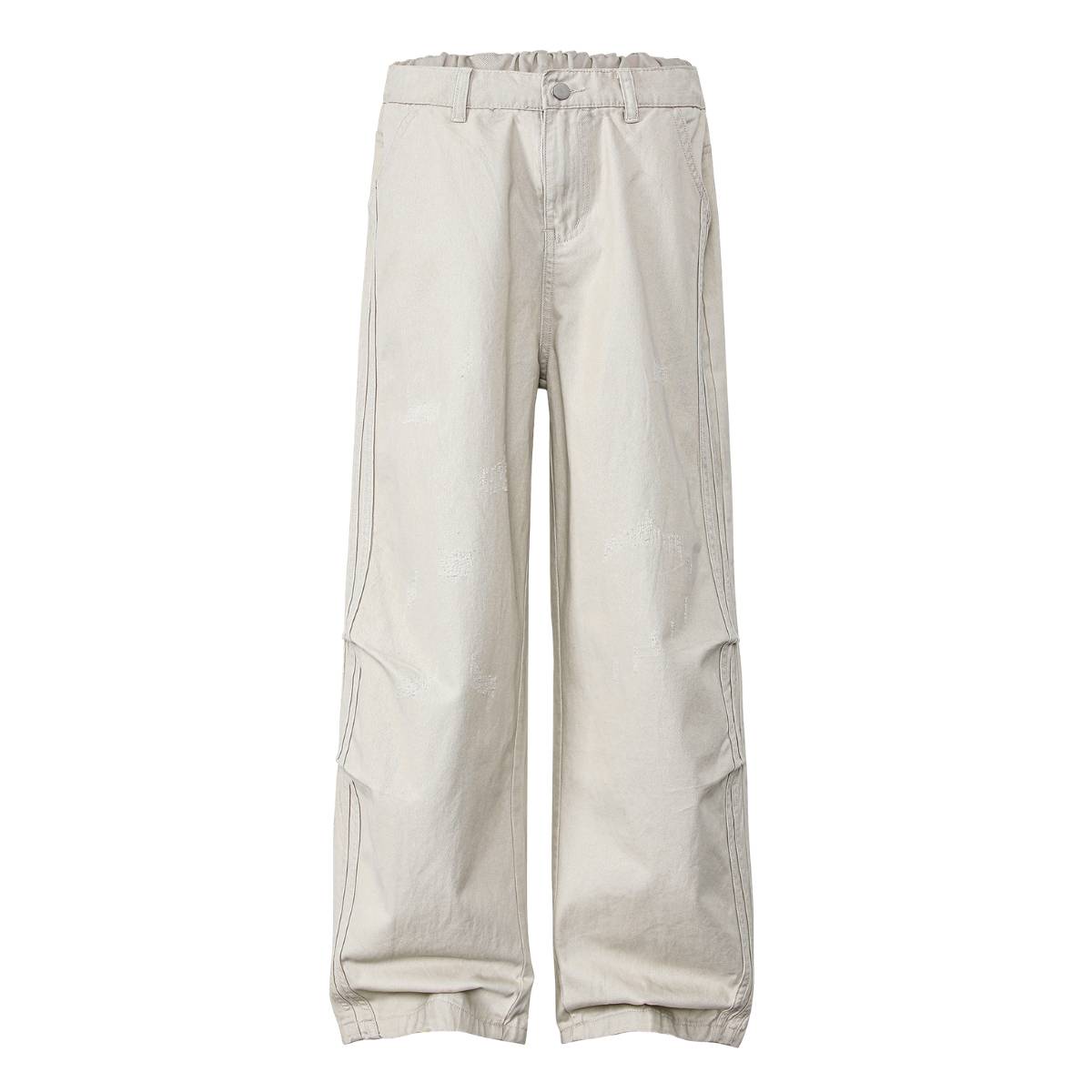Vintage Striped Corduroy Patchwork Multi-Pocket Relaxed Wide-Leg Cargo Pants