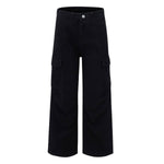 Washed Vintage Distressed High Waist Relaxed Wide Leg Draped Pants