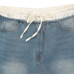 Double Waistband Washed Denim Mini Skirt