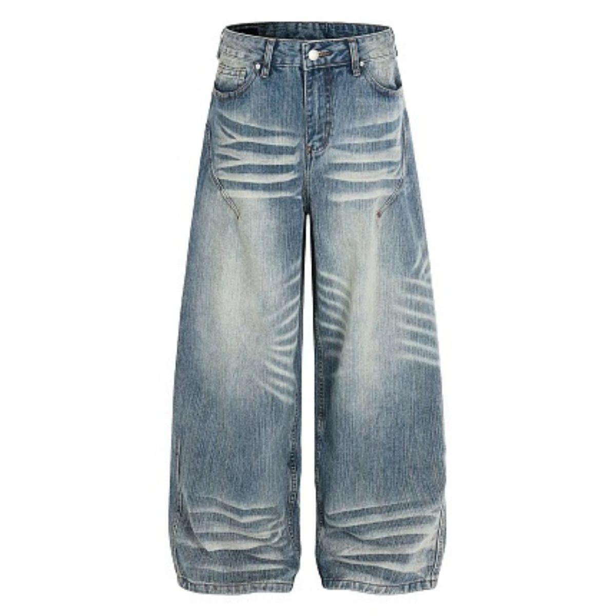 Vintage Slub Wash Curved Leg Denim Jeans
