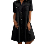 Vestido camisero vaquero holgado para mujer