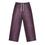 Monkey Wash Ripped Distressed Curved Wide Leg Cotton Sweatpants