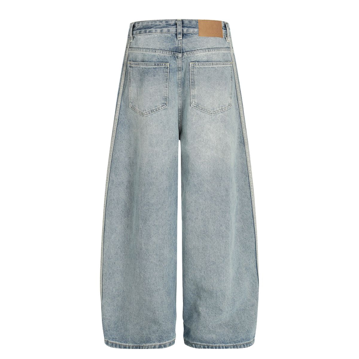 Men's Washed Distressed Denim Pants Vintage American Loose Wide Leg