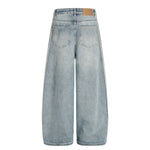 Men's Washed Distressed Denim Pants Vintage American Loose Wide Leg