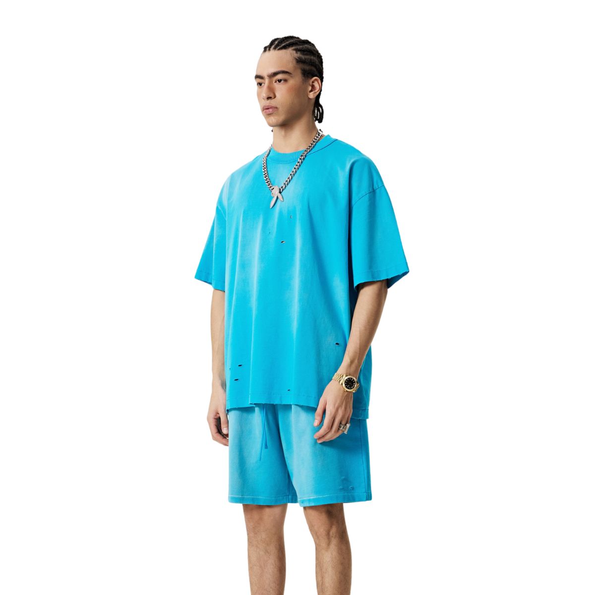 Acid Washed Distressed Reverse Tee 8oz