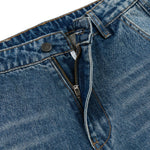 Vintage Blue Wide‑Leg Jeans With Side Pleat Details