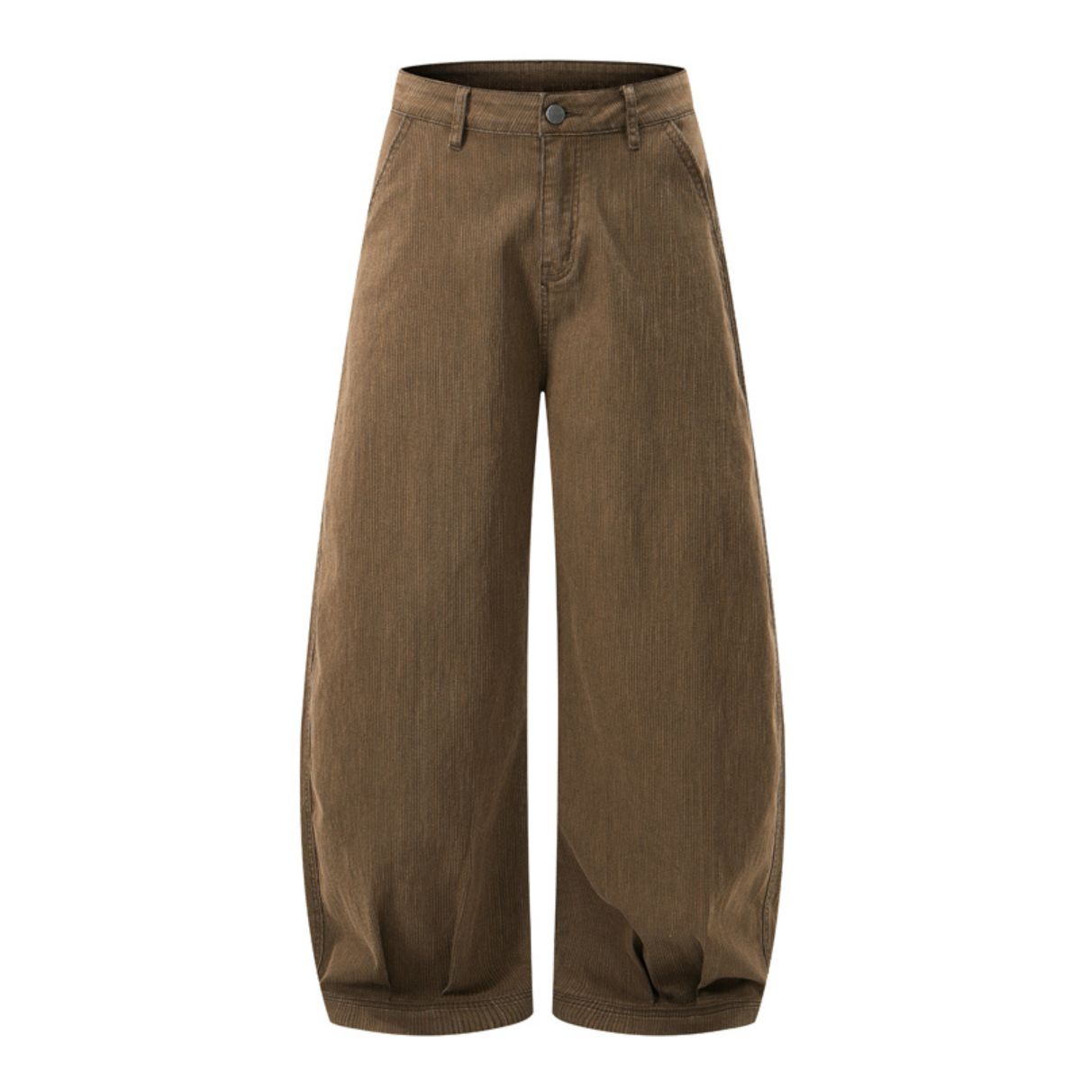 Balloon‑Cut Curved Wide Leg Trousers