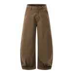 Balloon‑Cut Curved Wide Leg Trousers