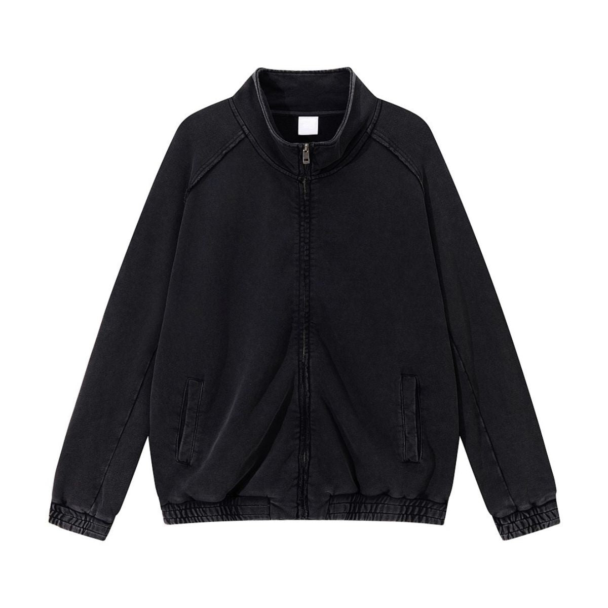 Heavyweight Cotton Stand Collar Washed Full‑Zip Sweatshirt