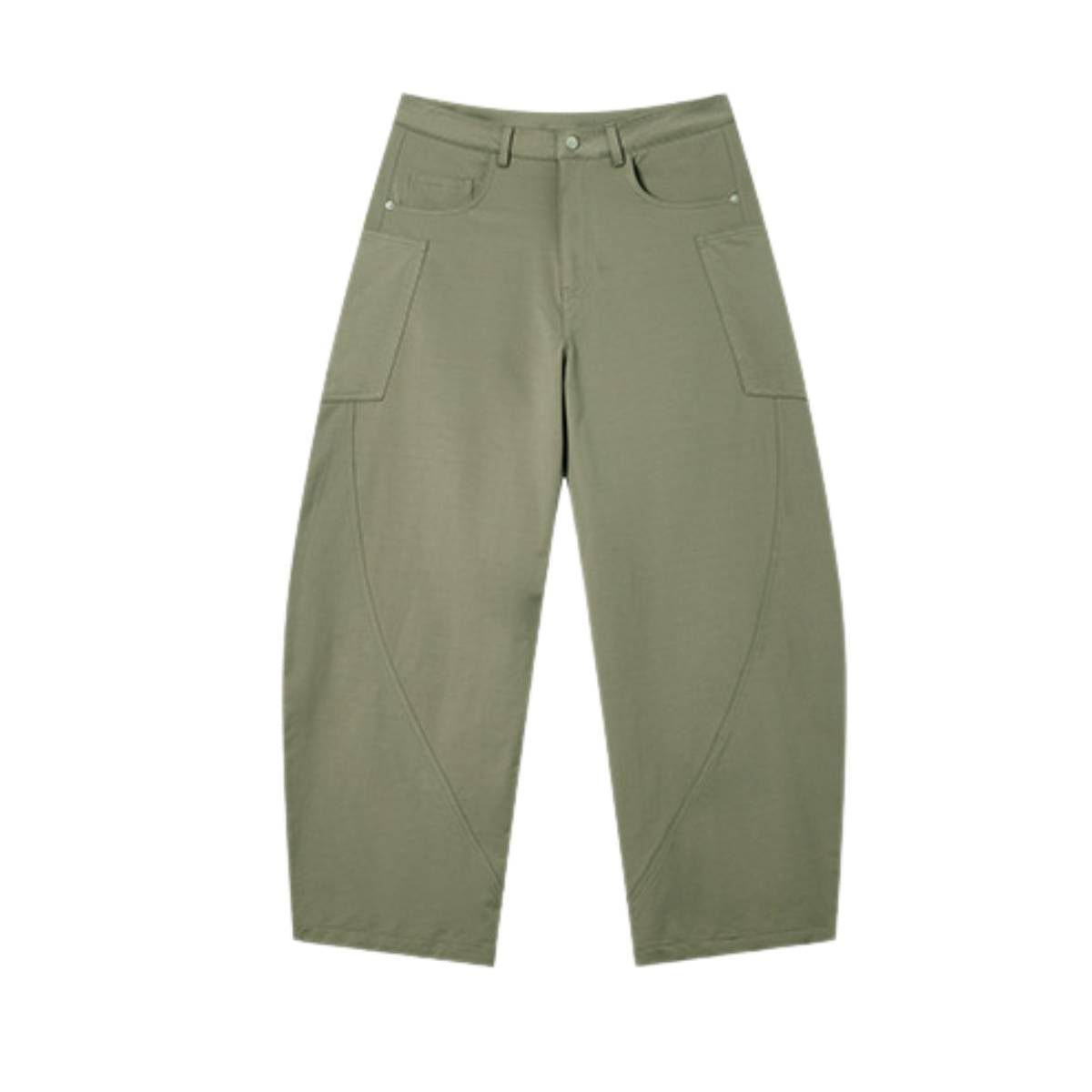 Pantalones de algodón con pierna ancha y color liso