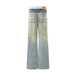 Streetwear Washed Distressed Straight Leg Jeans