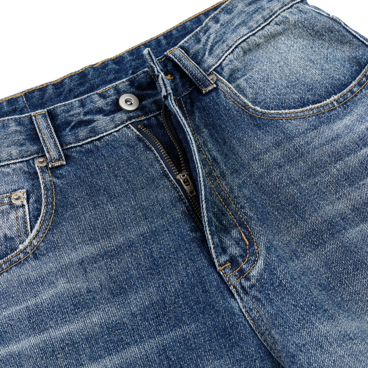 Vintage Splash Paint Washed Whisker Denim Pants