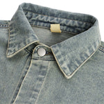 New Distressed Loose Stand Collar Denim Shirt Jacket