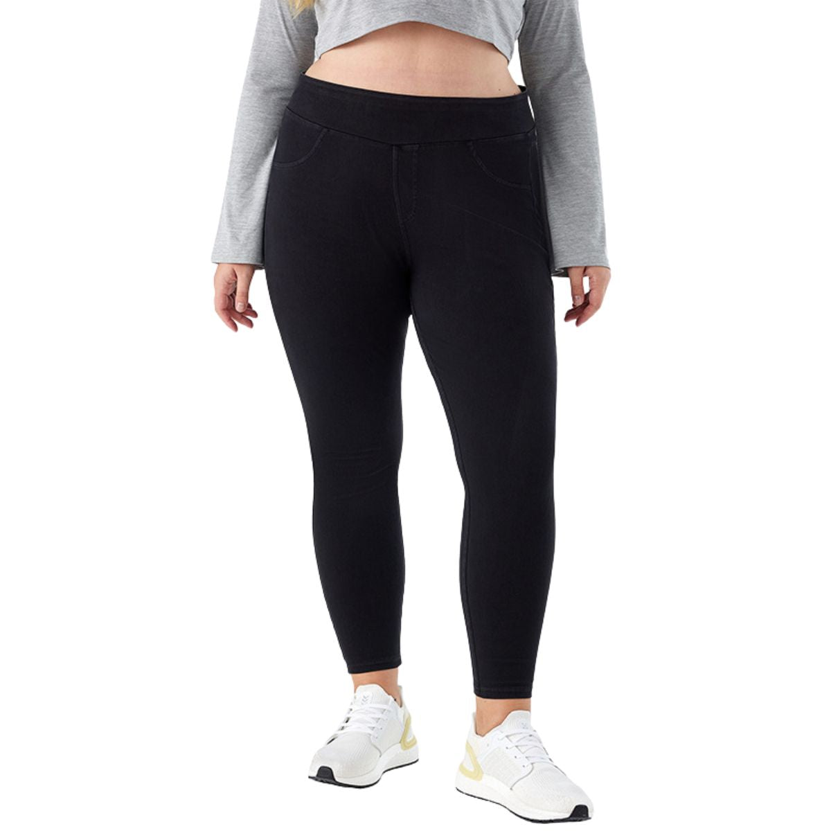 Plus Size Women High Waist Butt Lifting Dual Pockets Denim Yoga Pants