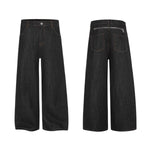 Washed Distressed Wide Leg Denim Jeans