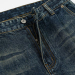 Vintage Washed Relaxed Crinkled Denim Jeans