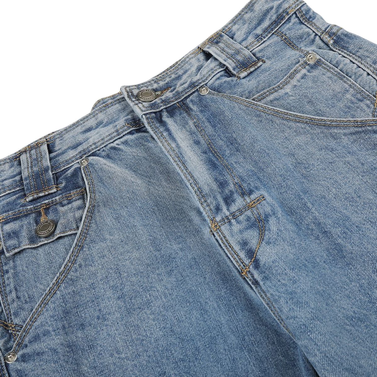 Trendy Constructed Vintage Blue Scimitar‑Leg Jeans