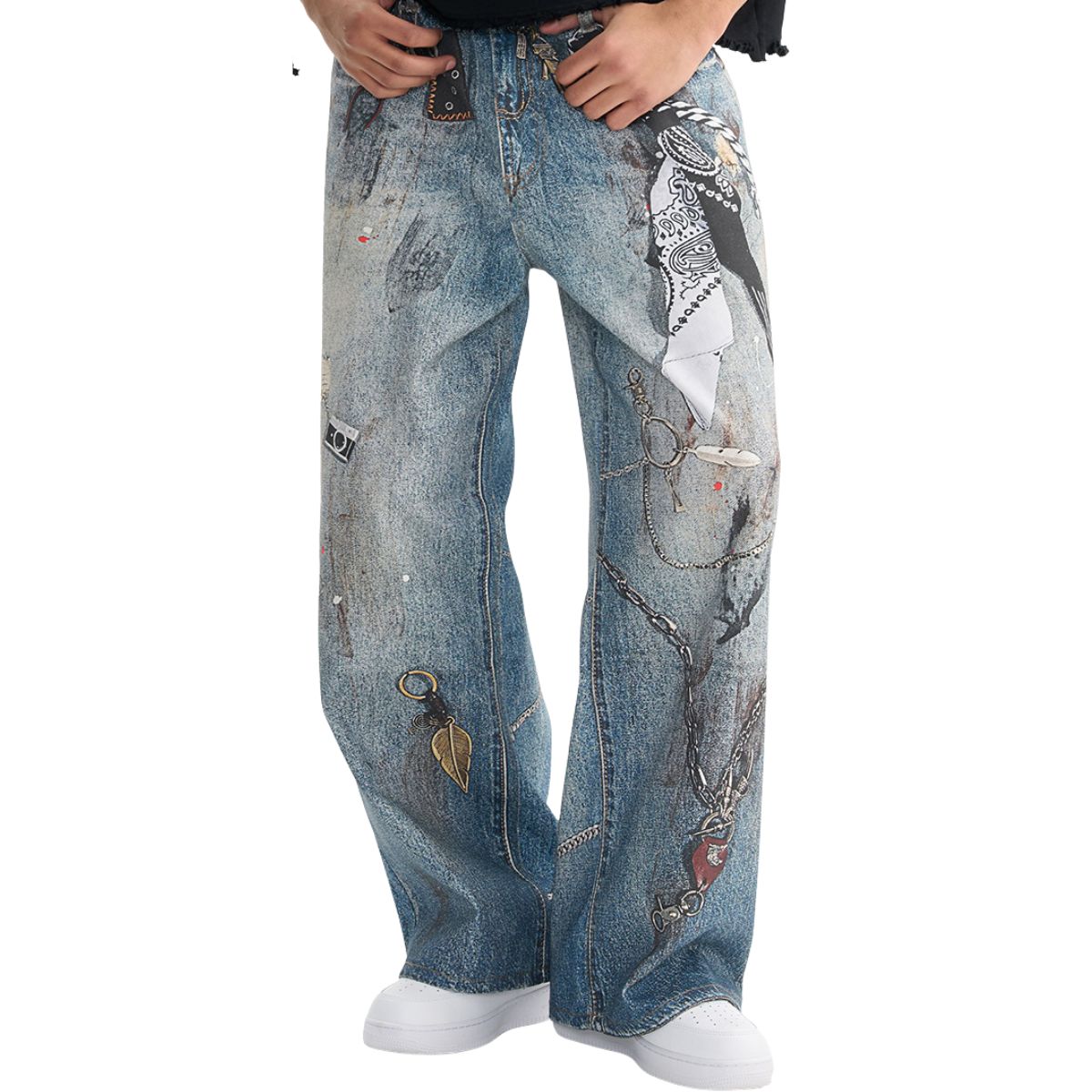 Smoke Rise 3D Graphic Print Baggy Fit Jeans