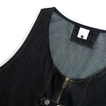 Unisex Black Zip-Up Denim Vest