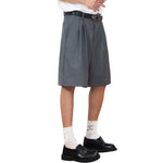 Double Pleat Relaxed Fit Bermuda Shorts