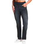 Mid-Rise Washed Whisker Knit Denim Pants