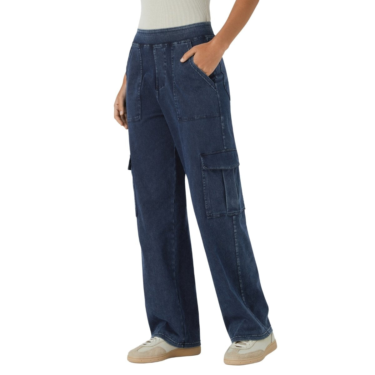 Mid Rise Pockets Straight Leg Casual Cargo Jeans